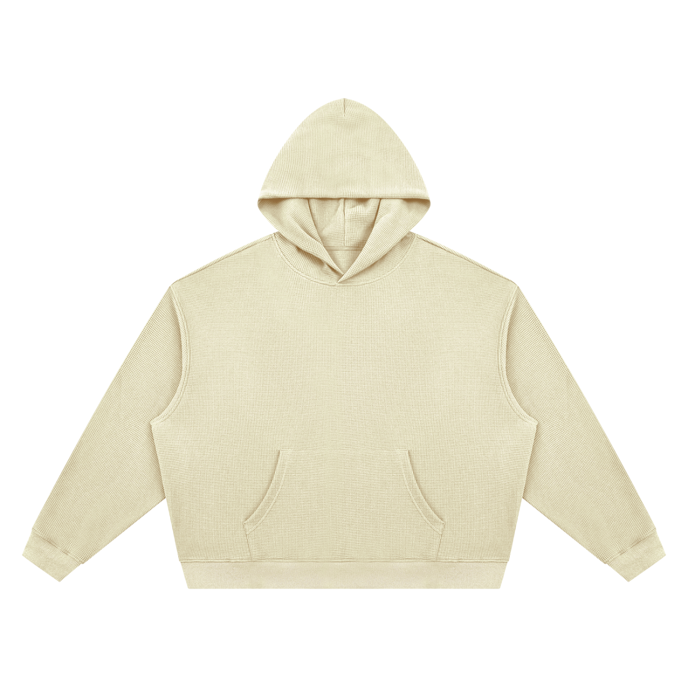 Unisex Waffle Boxy Hoodie in Apricot — front view
