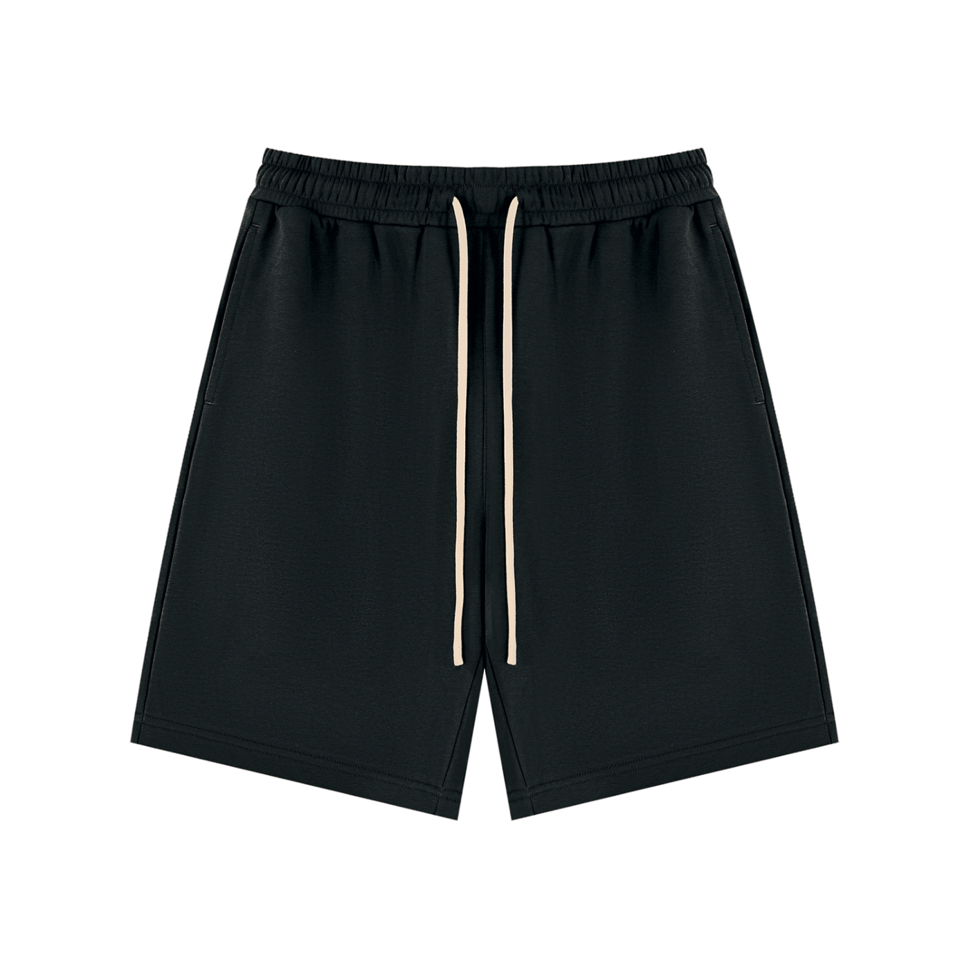 Unisex Drawstring Shorts in Black — front view