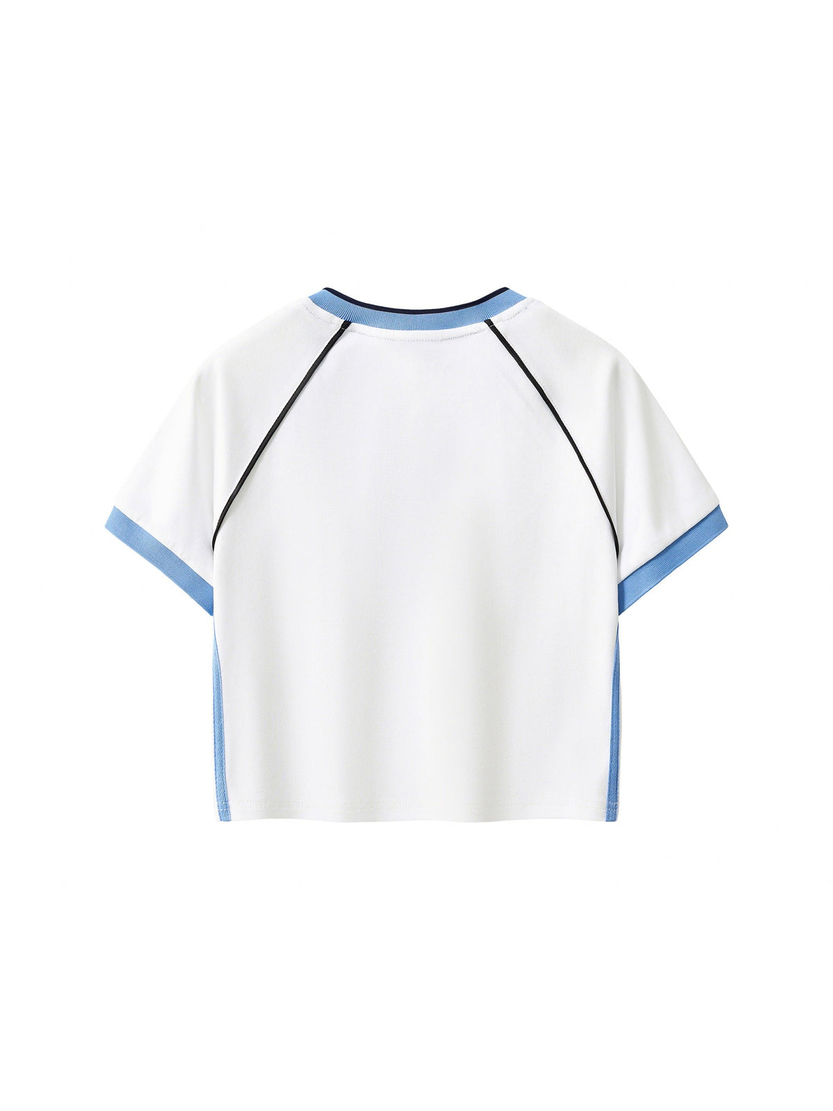 Contrast Trim V-Neck Crop T-Shirt