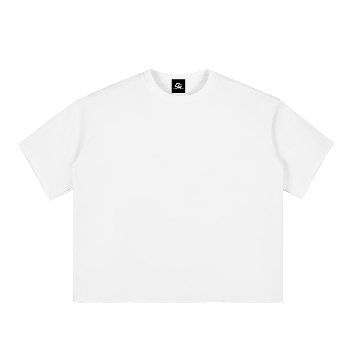 Light Apricot Unisex Boxy Half-Sleeve Raw-Edge T-Shirt front view