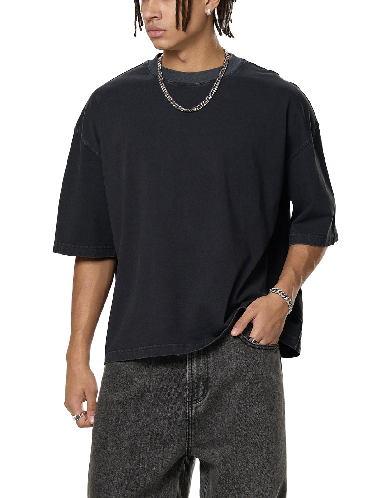 Unisex vintage-washed boxy T-shirt lifestyle view