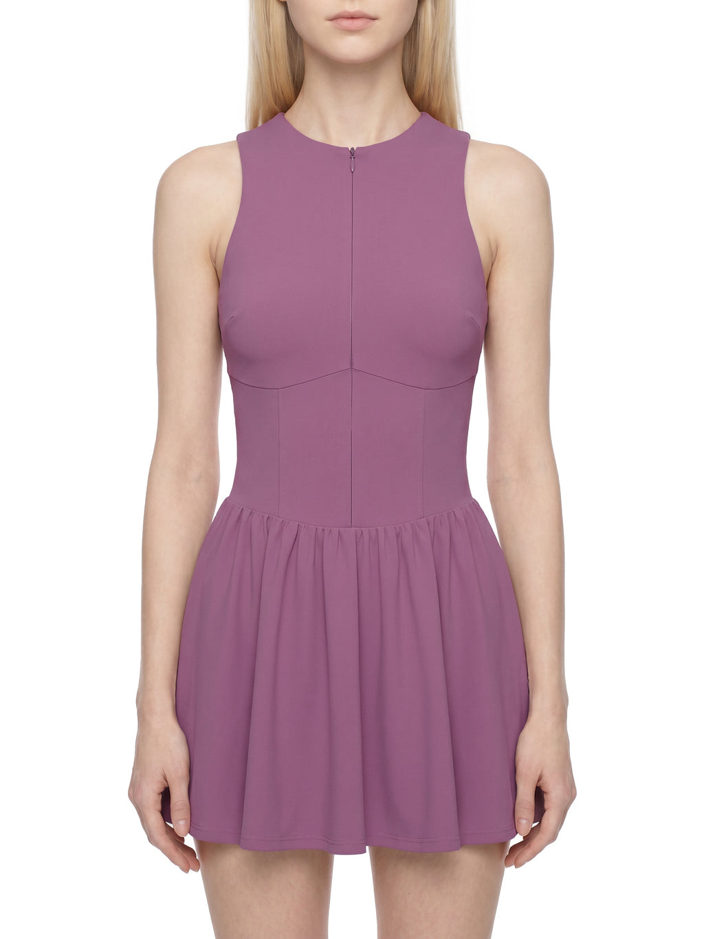 Women’s Ruched Sleeveless Full-Zip Dress