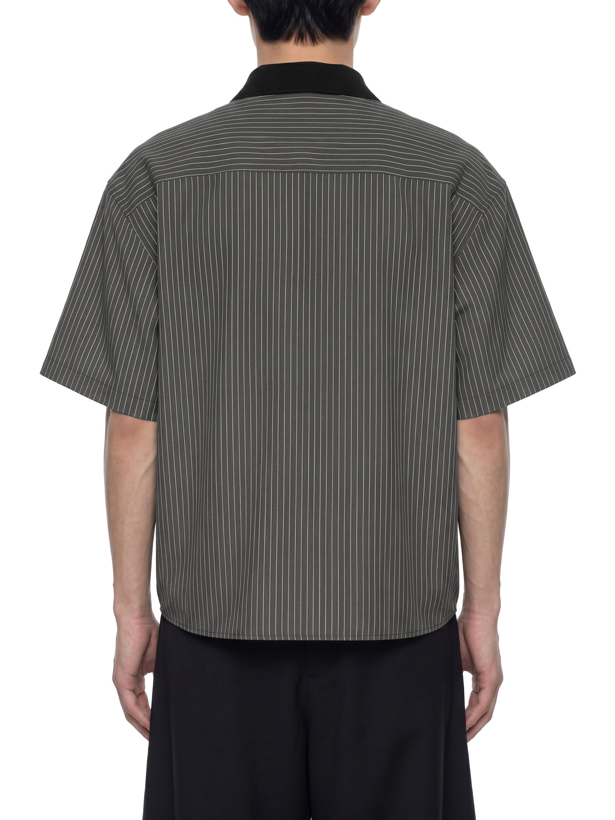 Unisex Striped Boxy Contrast Collar Shirt