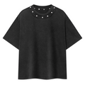 Off Script Gothic Skull Washed Boxy Studded T-Shirt