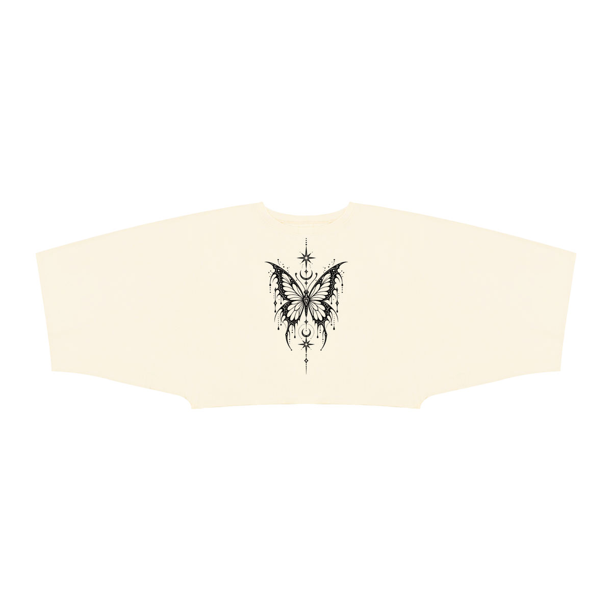 Off Script Celestial Butterfly Women’s Boxy Batwing Sleeve T-Shirt - Apricot front view