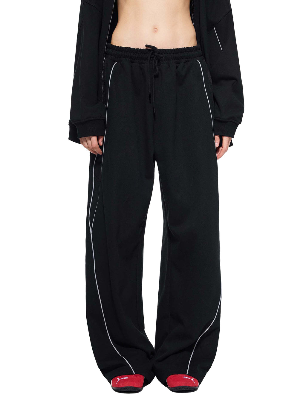 Reflective Stripe Straight-Leg Sweatpants
