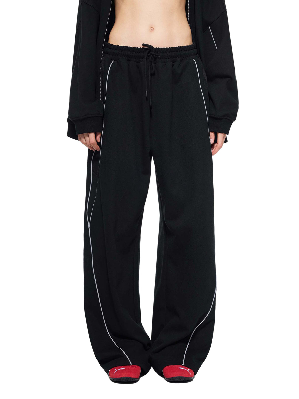 Reflective Stripe Straight-Leg Sweatpants