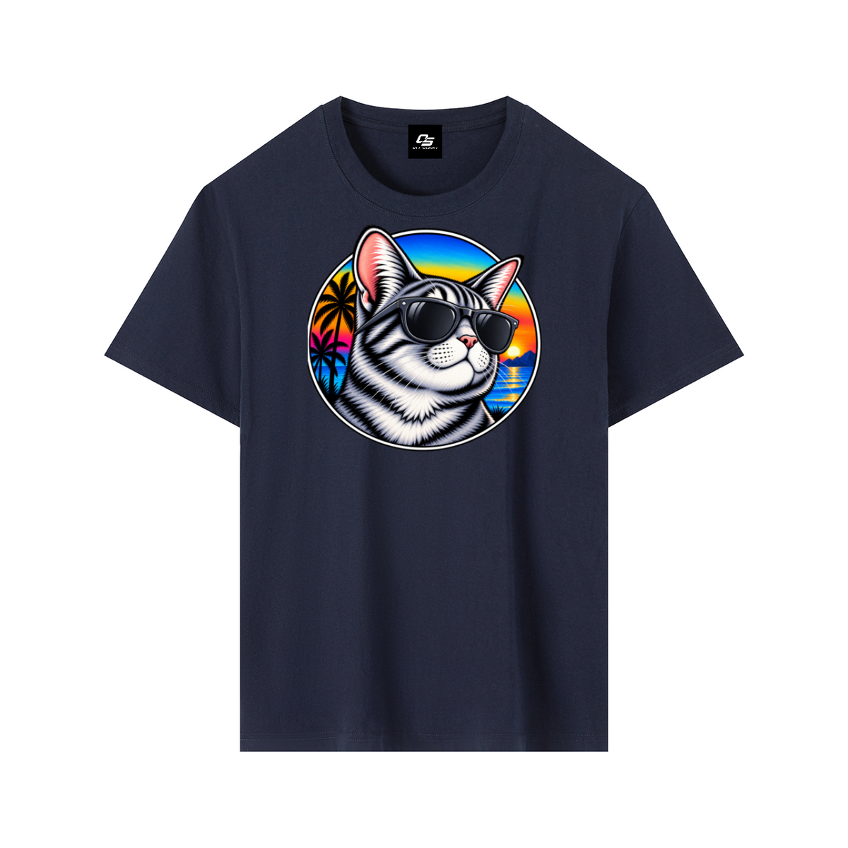 Cool Cat Sunset Pure Cotton Unisex T-Shirt