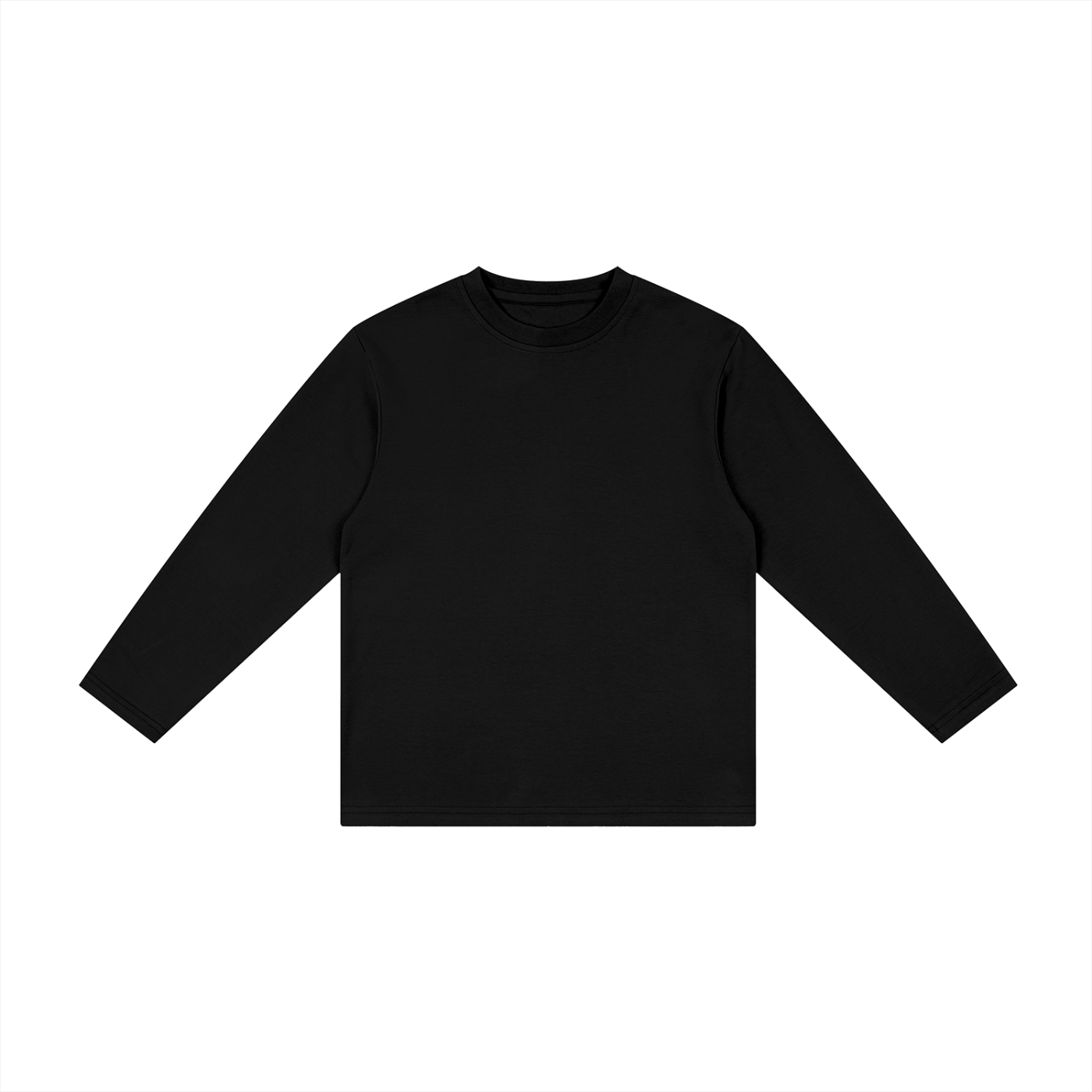 Kids’ Drop Shoulder Long Sleeve T-Shirt in Black — front view