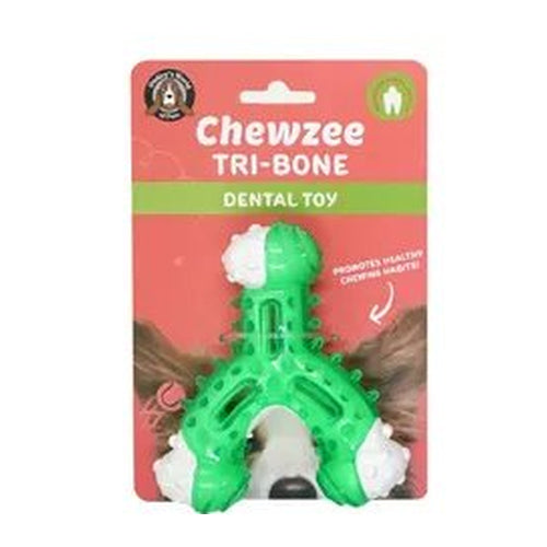 Green Chewzee tri-bone dental dog toy