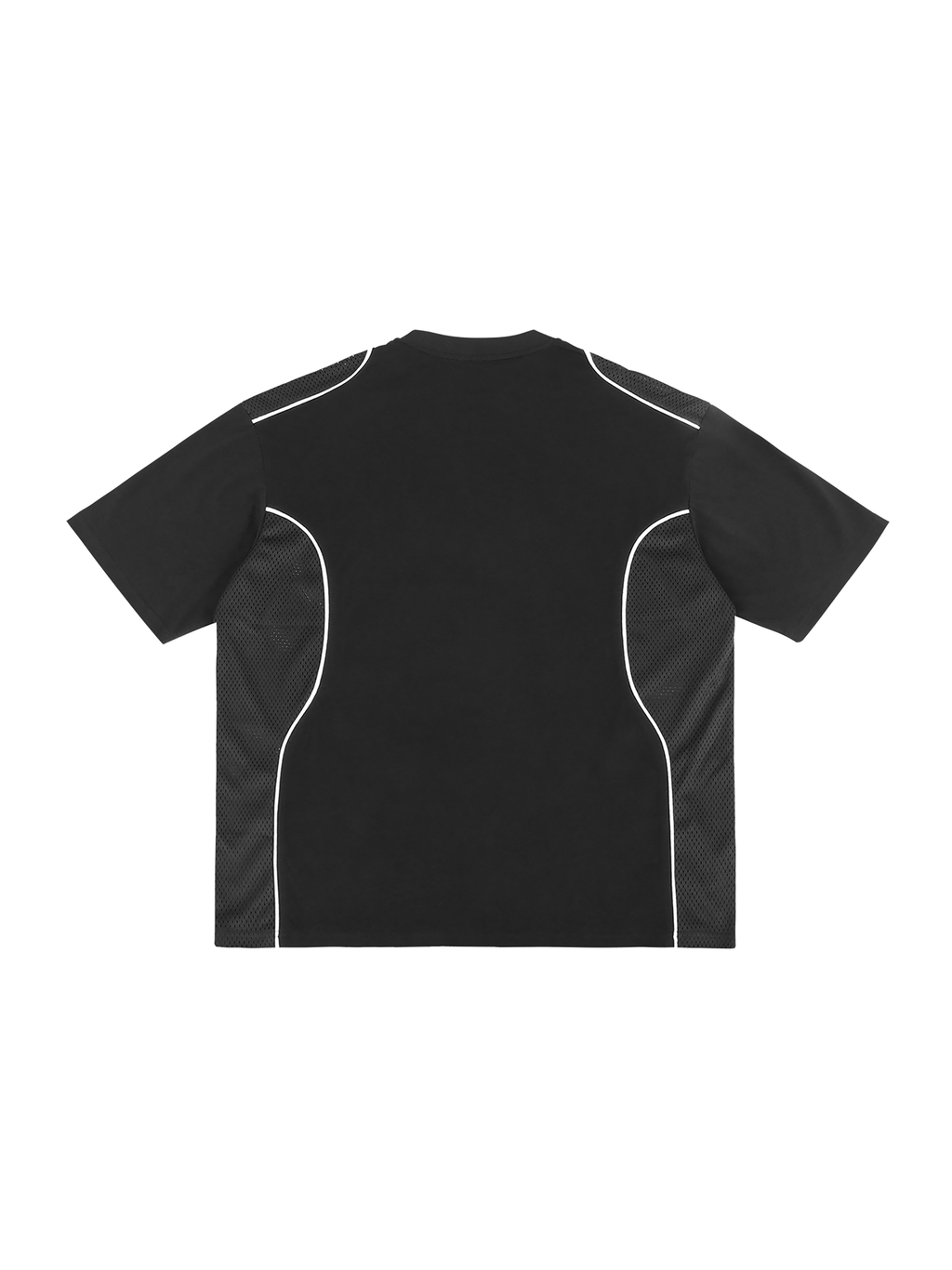 Black Contrast Piped Panel T-Shirt back product view