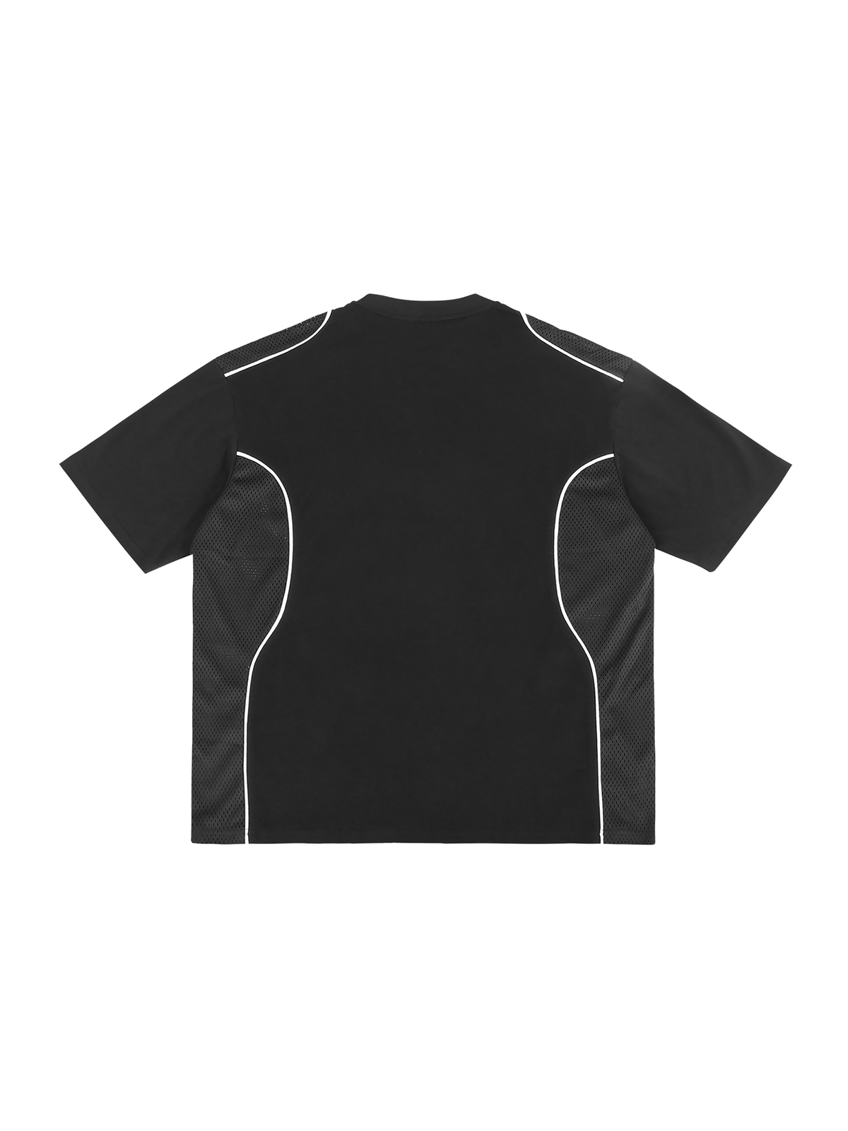 Black Contrast Piped Panel T-Shirt back product view