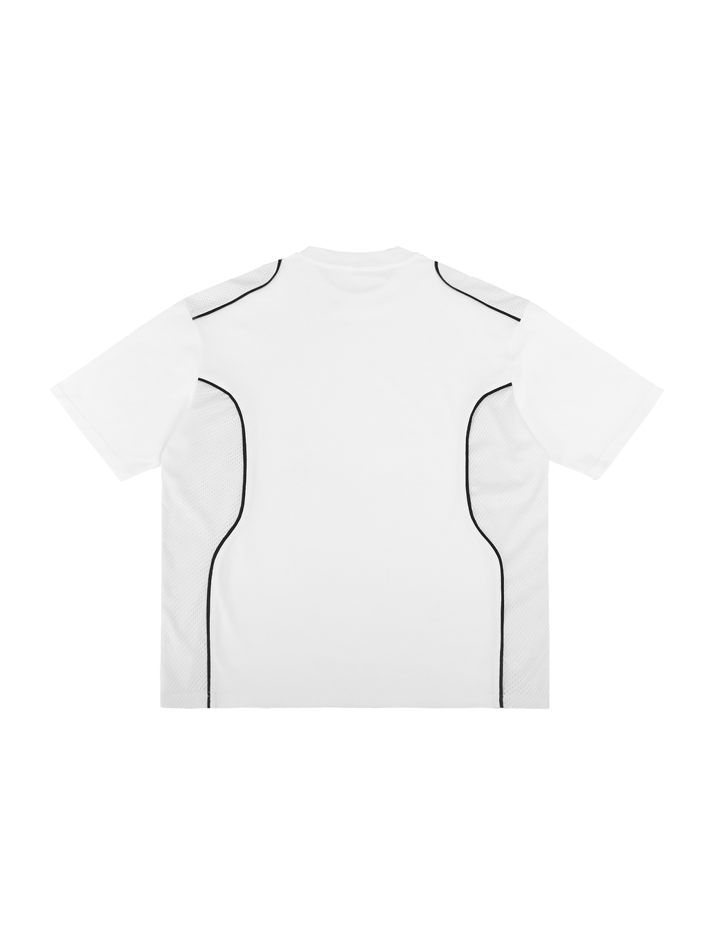White Contrast Piped Panel T-Shirt back product view