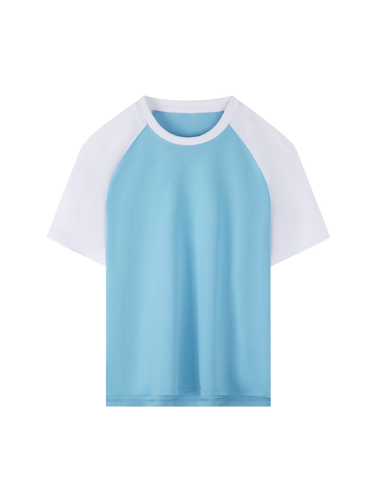 Blue with White Contrast Raglan Sleeve Mesh T-Shirt front product view