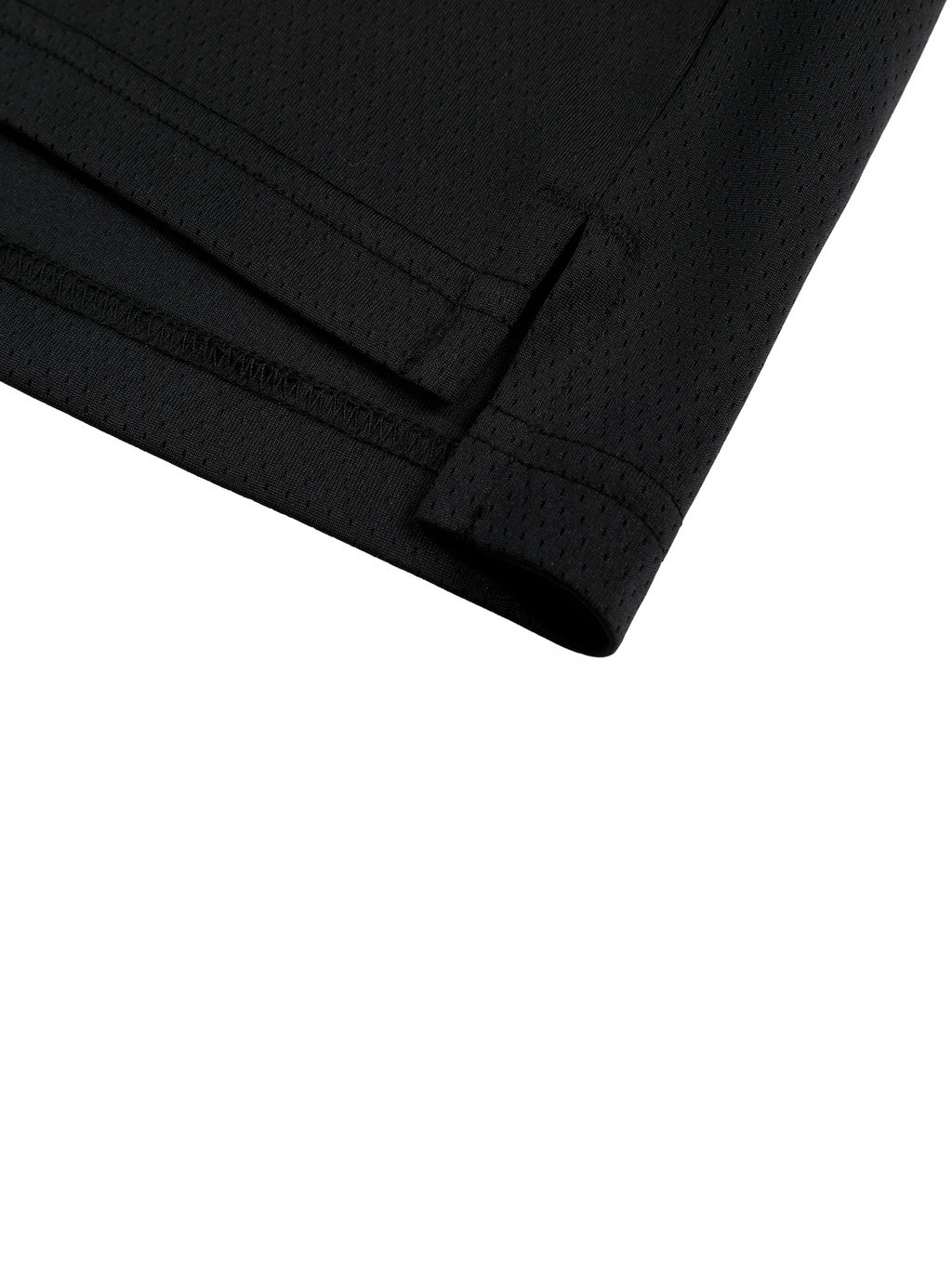 Contrast Raglan Sleeve Mesh T-Shirt side slit and hem detail