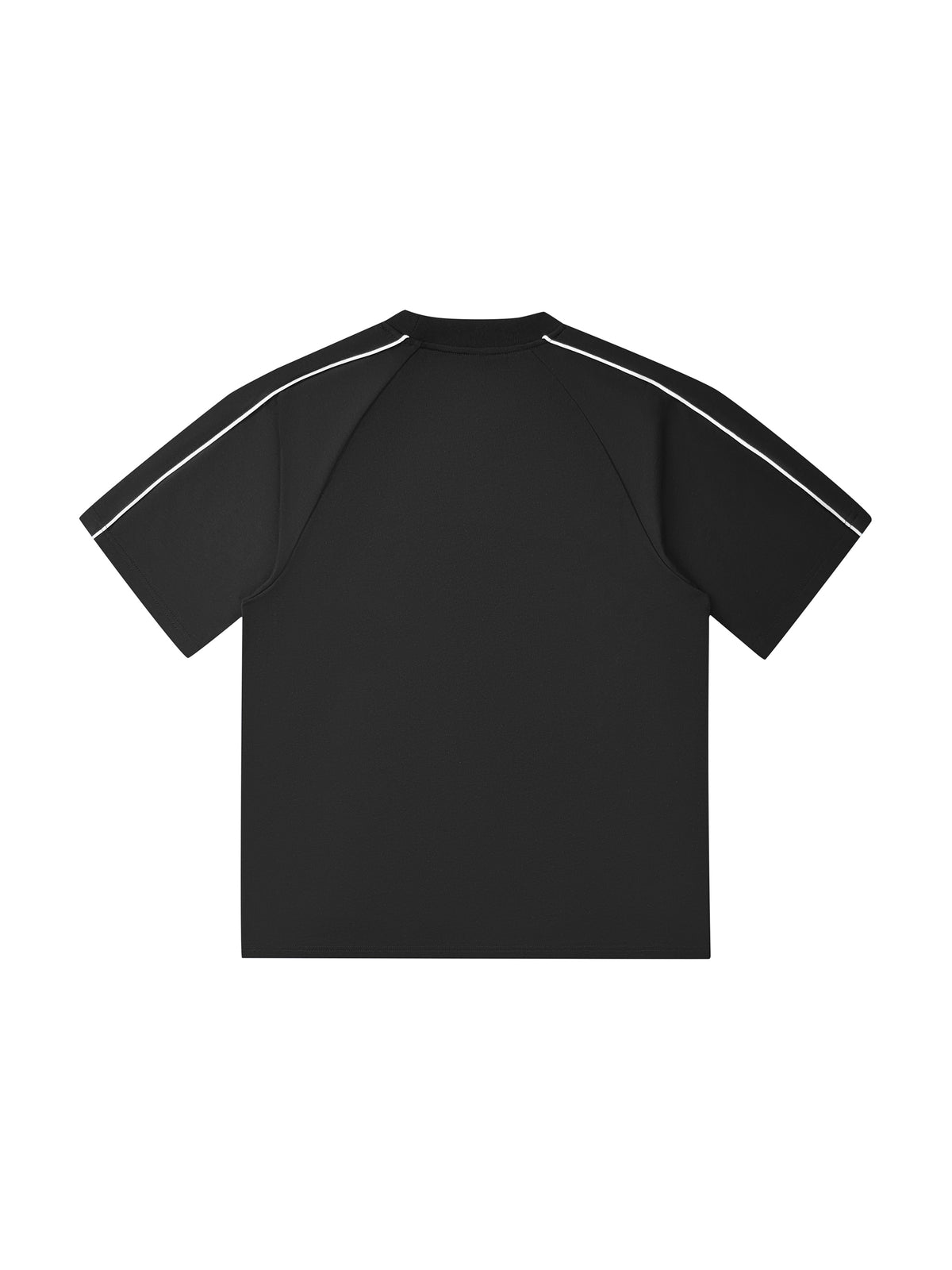 Black Unisex Contrast Stitch Raglan T-Shirt back view