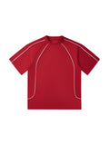 Wine Red Unisex Contrast Stitch Raglan T-Shirt front view