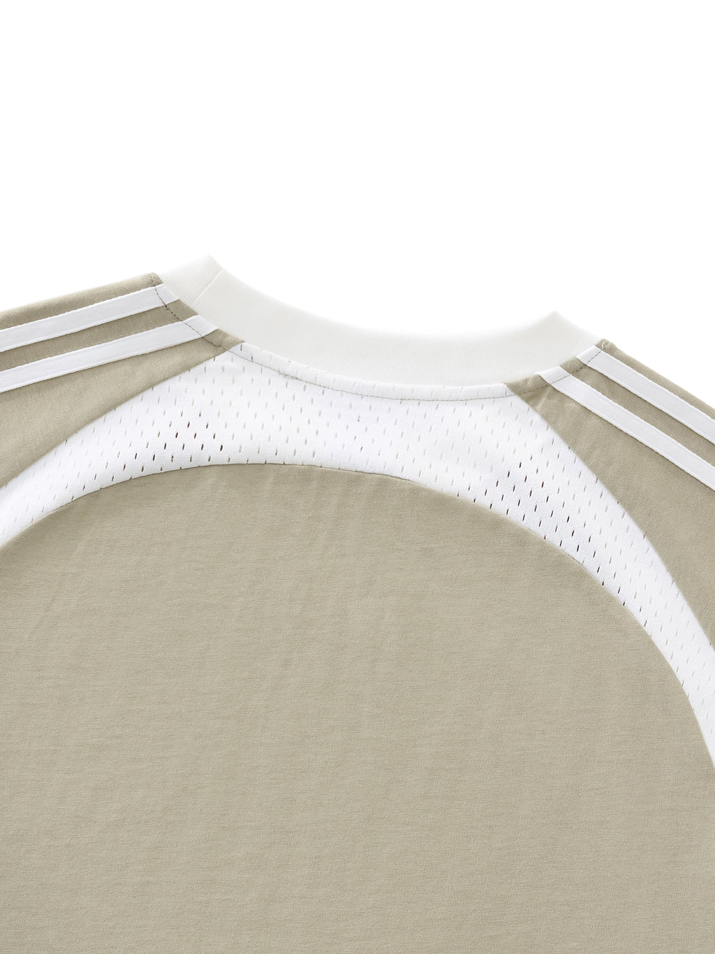 Contrast Stripes Panel Mesh T-Shirt shoulder mesh panel detail