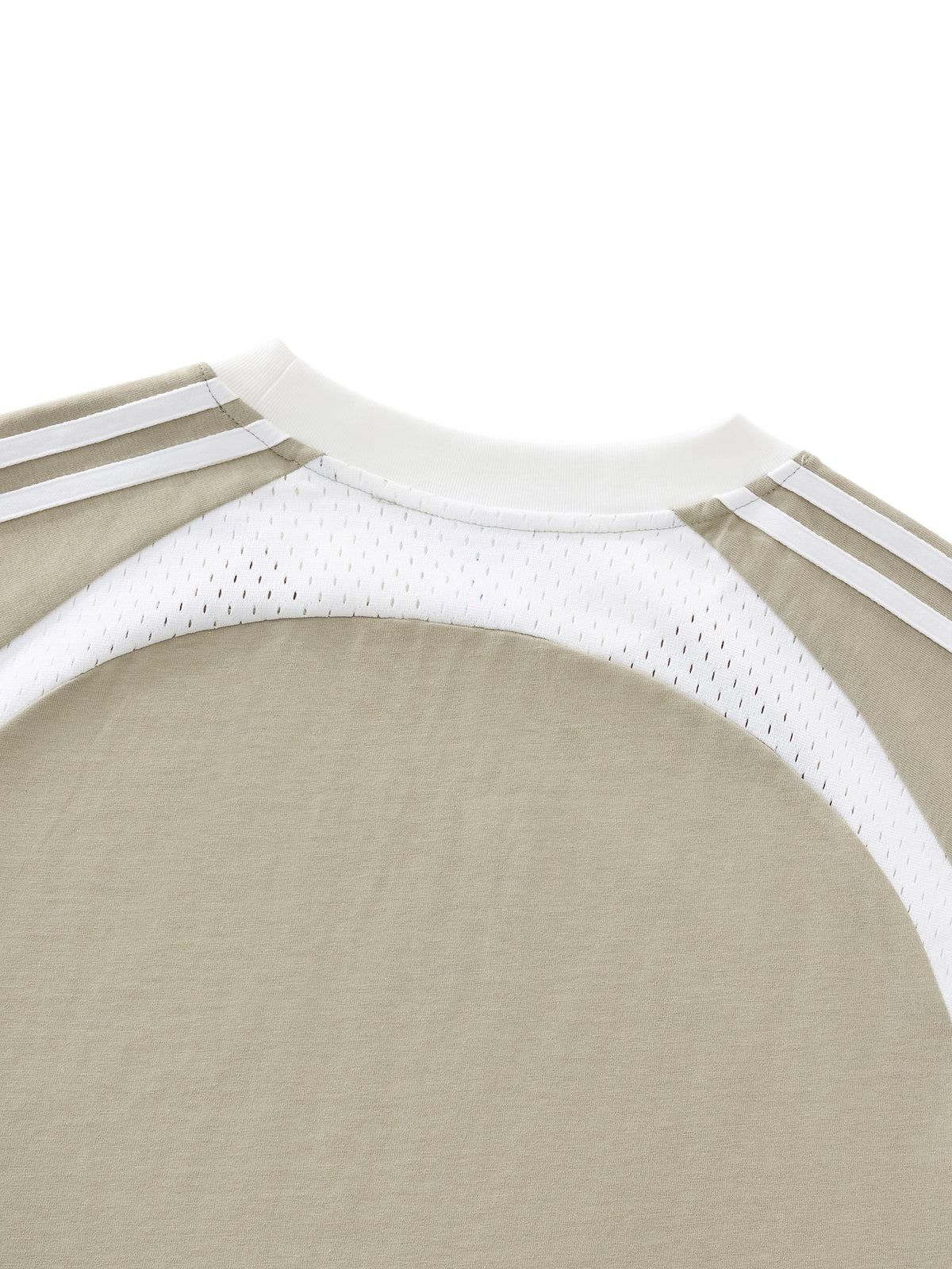 Contrast Stripes Panel Mesh T-Shirt shoulder mesh panel detail