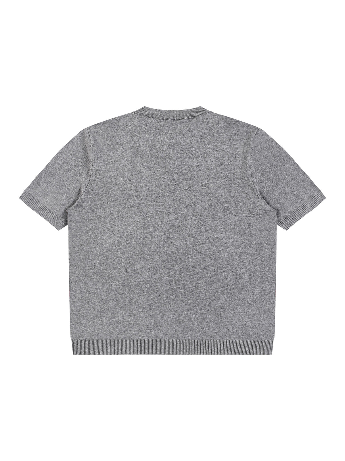 Off Script Cotton Knit Short Sleeve Henley T-Shirt - Flower Gray back view