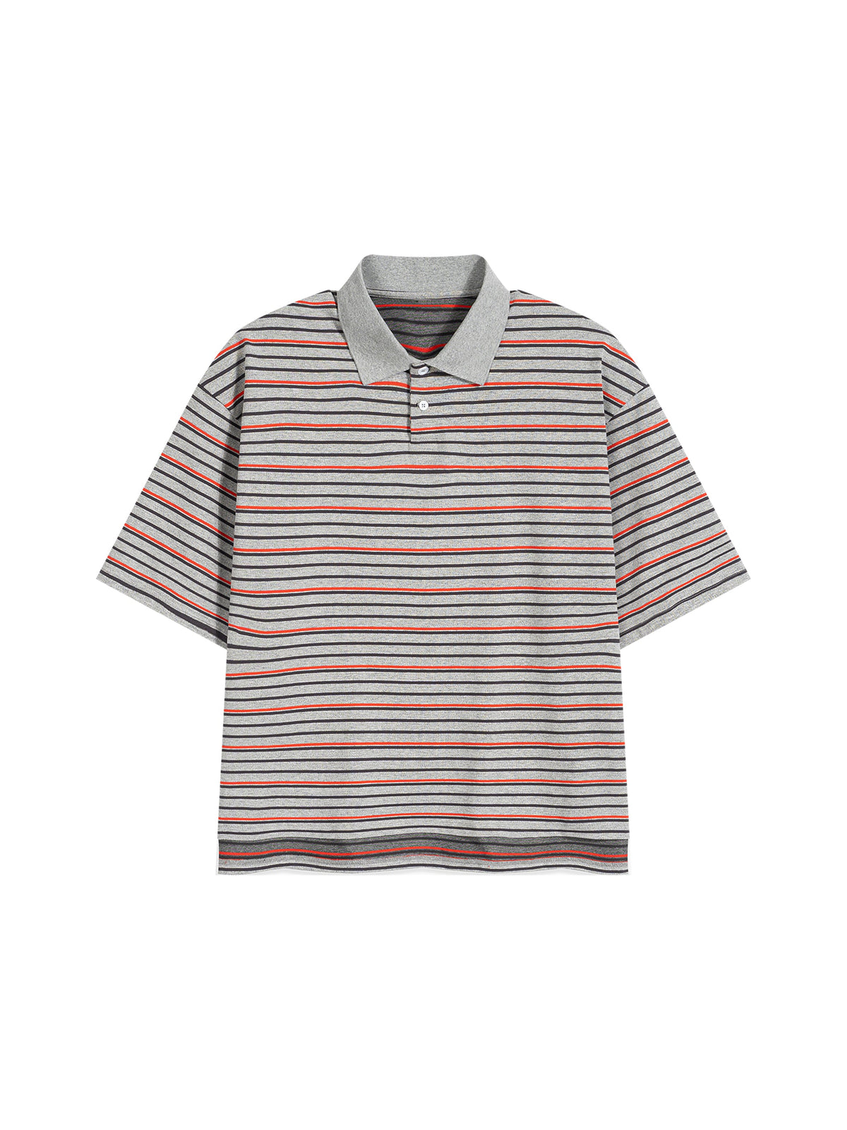 Unisex Striped Boxy Collared Polo Shirt