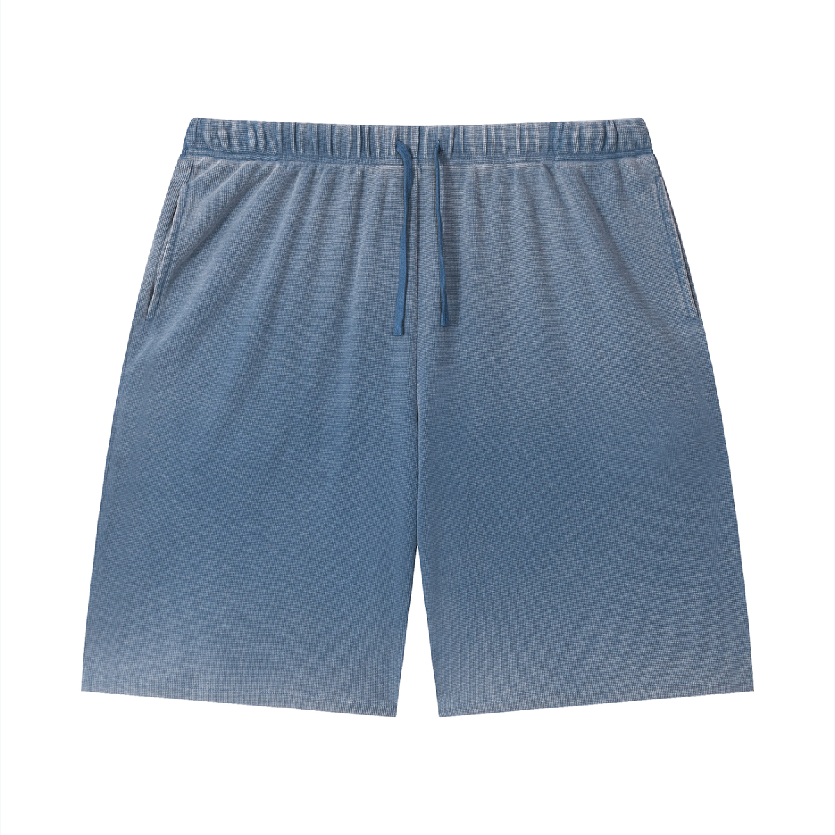 Unisex Vintage Wash Waffle Raw Hem Shorts