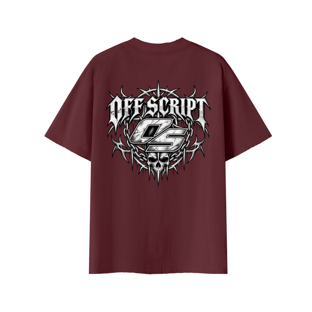 Off Script Gothic Skull Vintage Wash Distressed T-Shirt