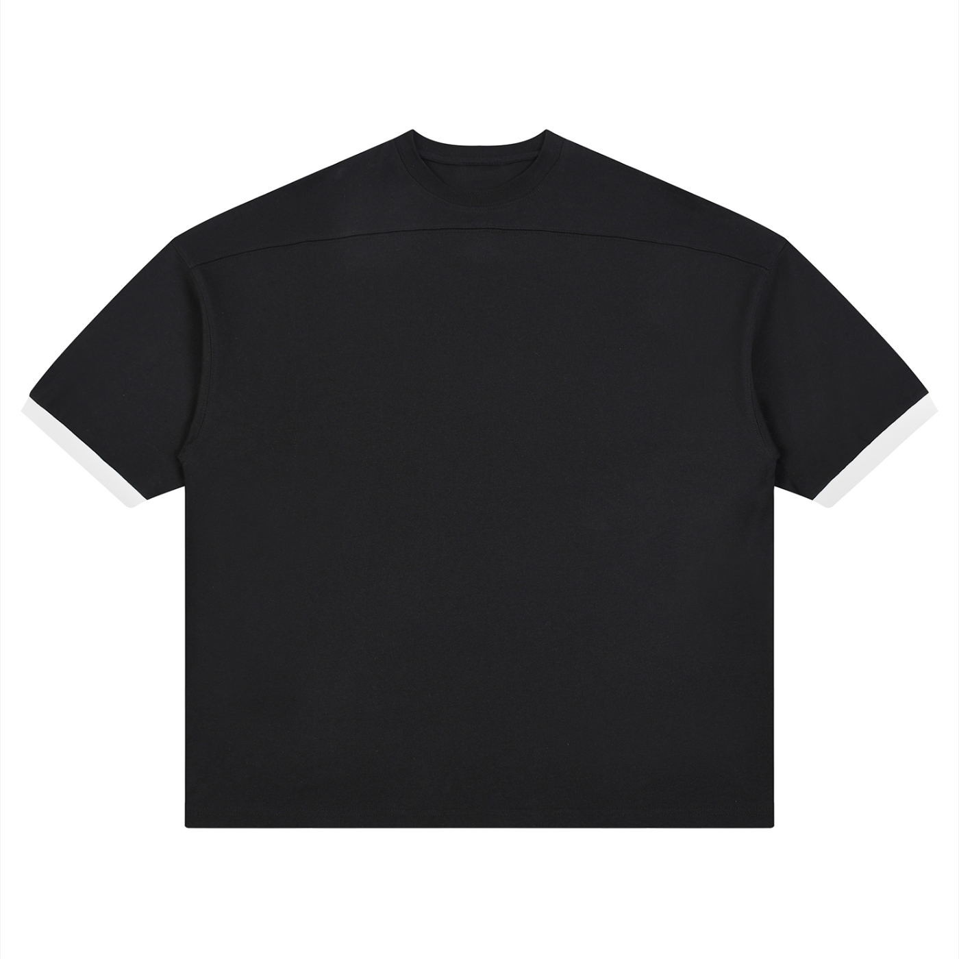 Unisex Colour Block Drop Shoulder T-Shirt in Black — front view