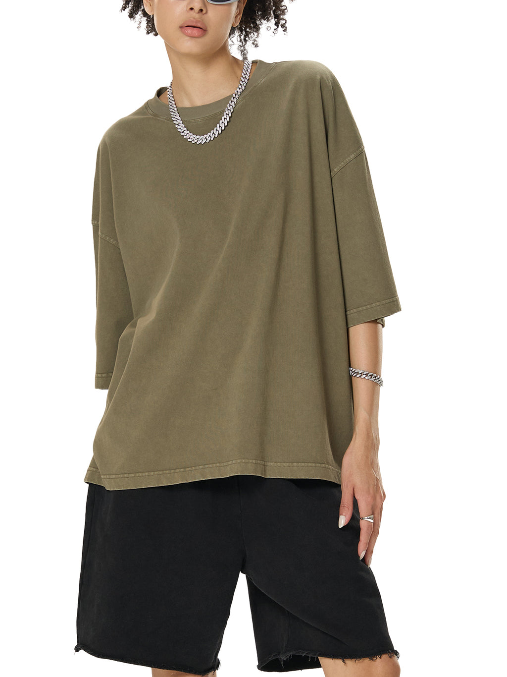 Unisex vintage-washed boxy T-shirt lifestyle view