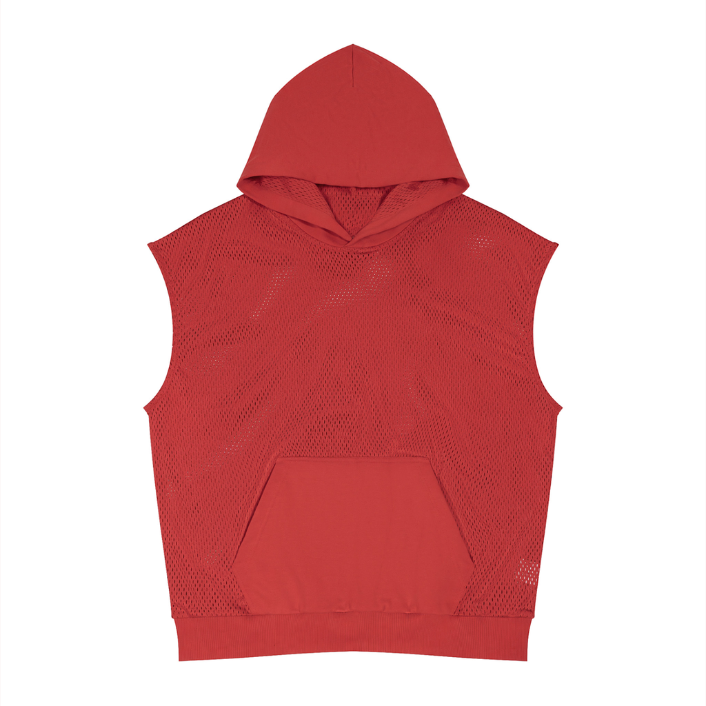 Unisex Panel Mesh Sleeveless Hoodie