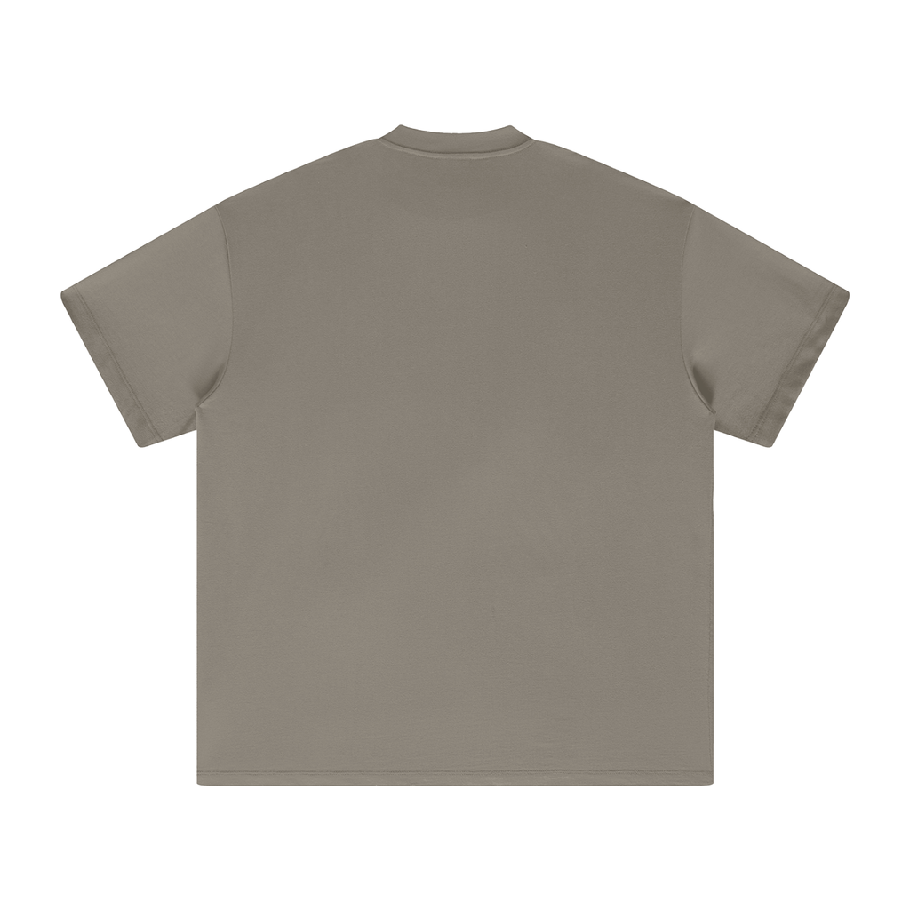 Unisex heavyweight Earth Tone T-shirt in Grey Camel – back product view