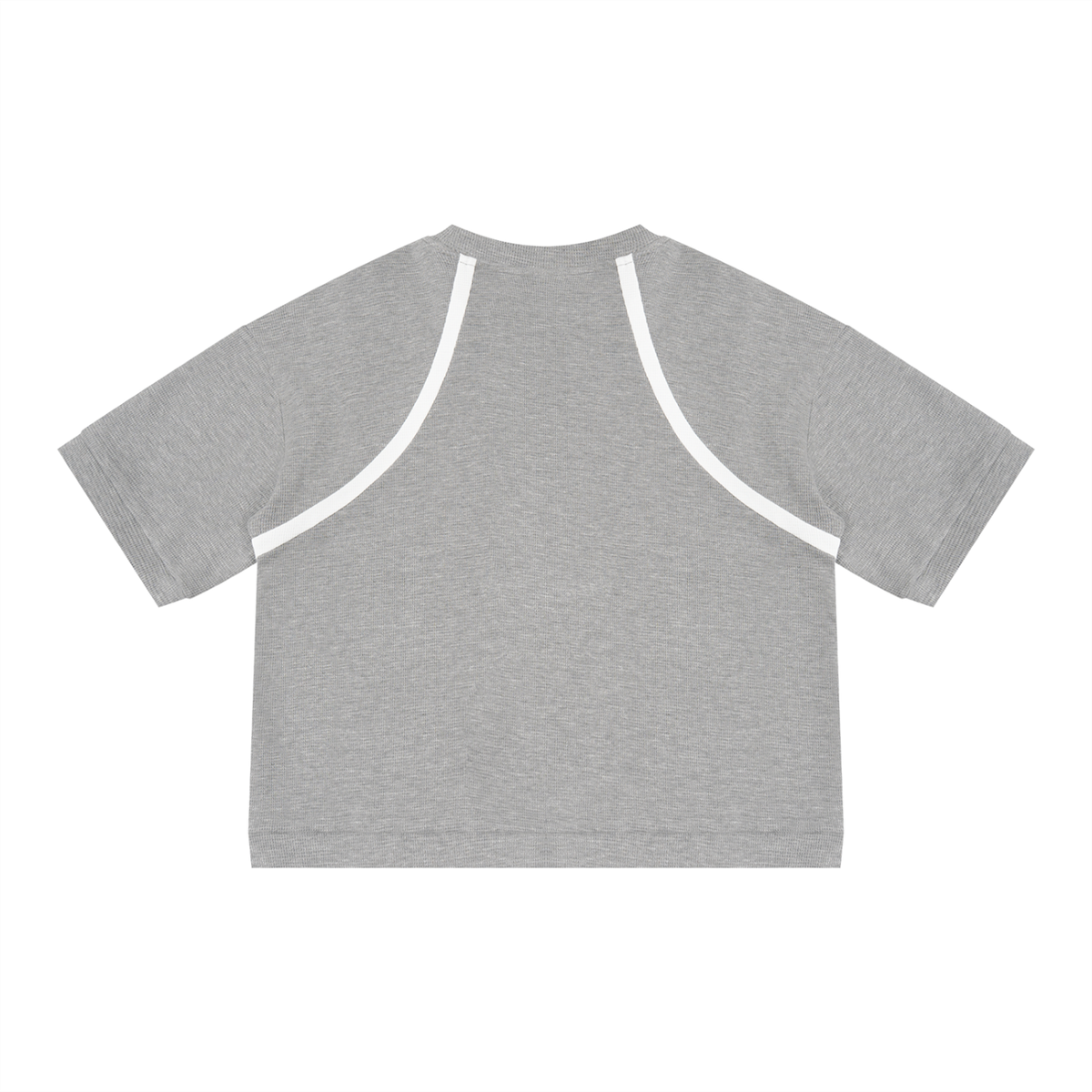 Light Gray with White Unisex Color Block Waffle Boxy T-Shirt back product view