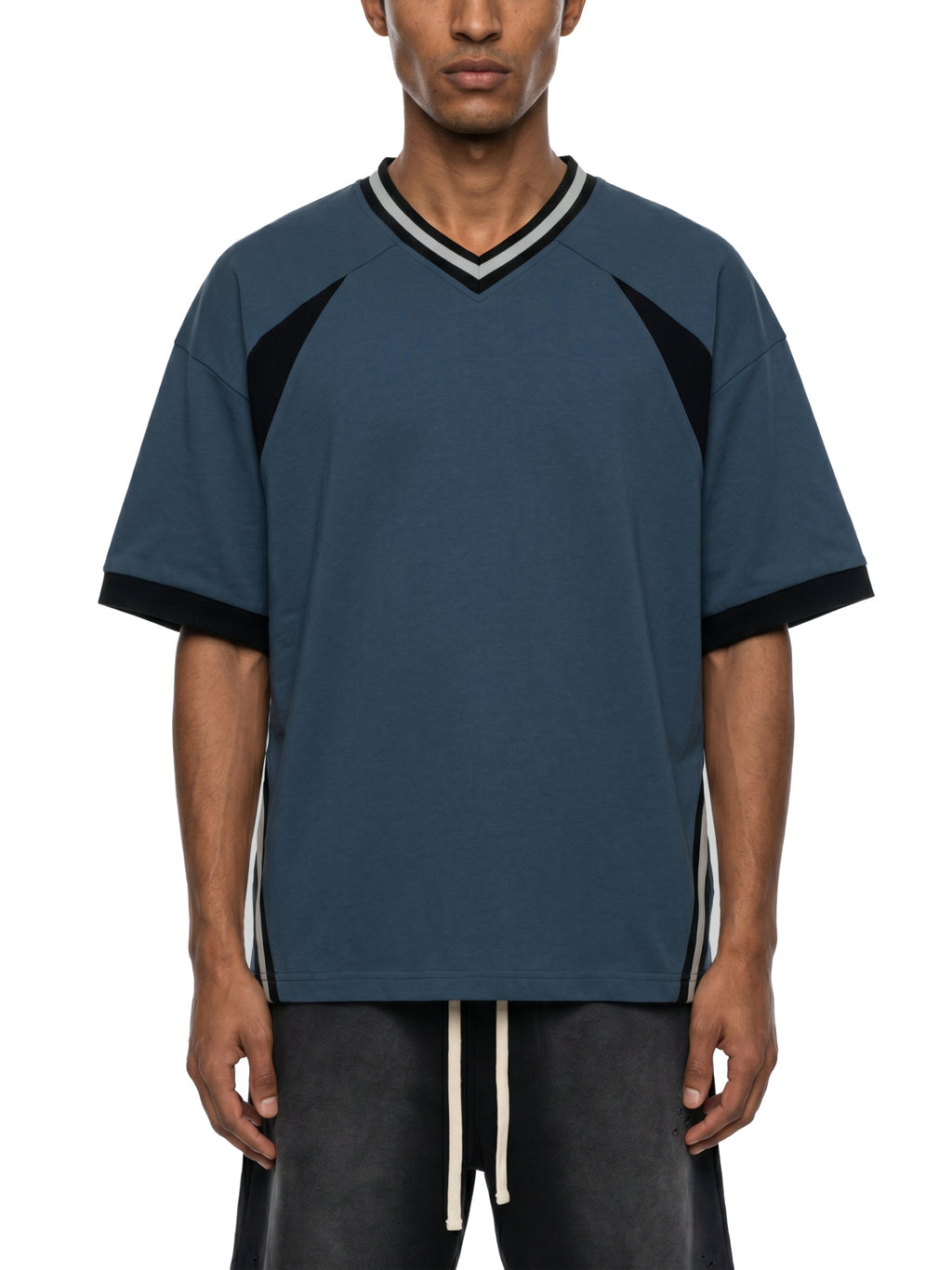 Unisex Color Block V-Neck T-Shirt