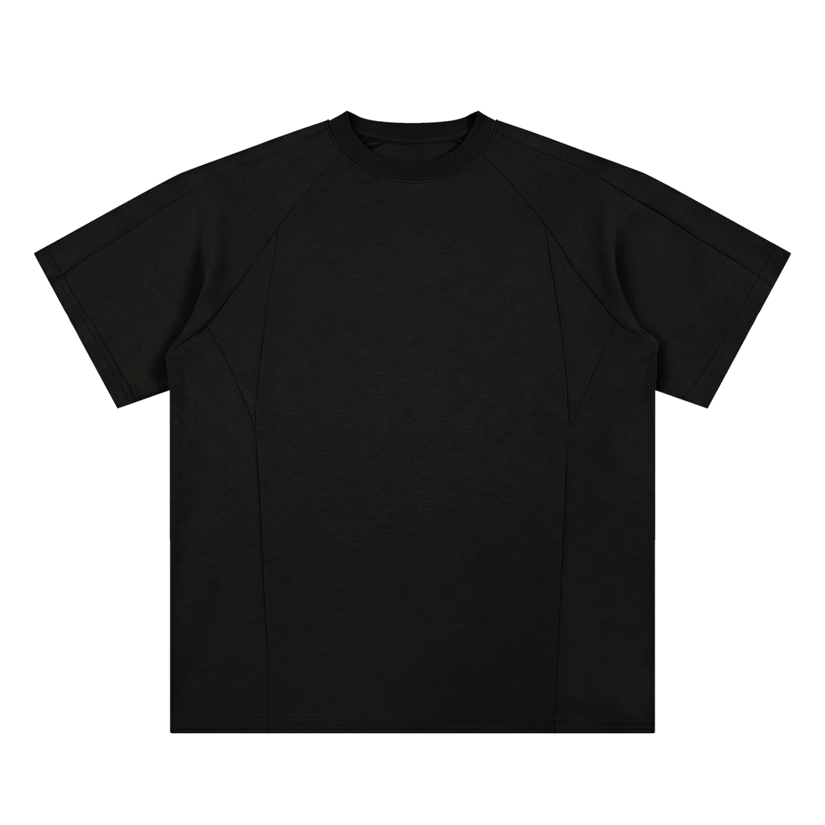 Black Unisex Oversized Paneled Raglan T-Shirt front view