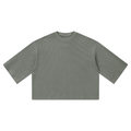 Off Script Waffle Boxy T-Shirt - Gray front view