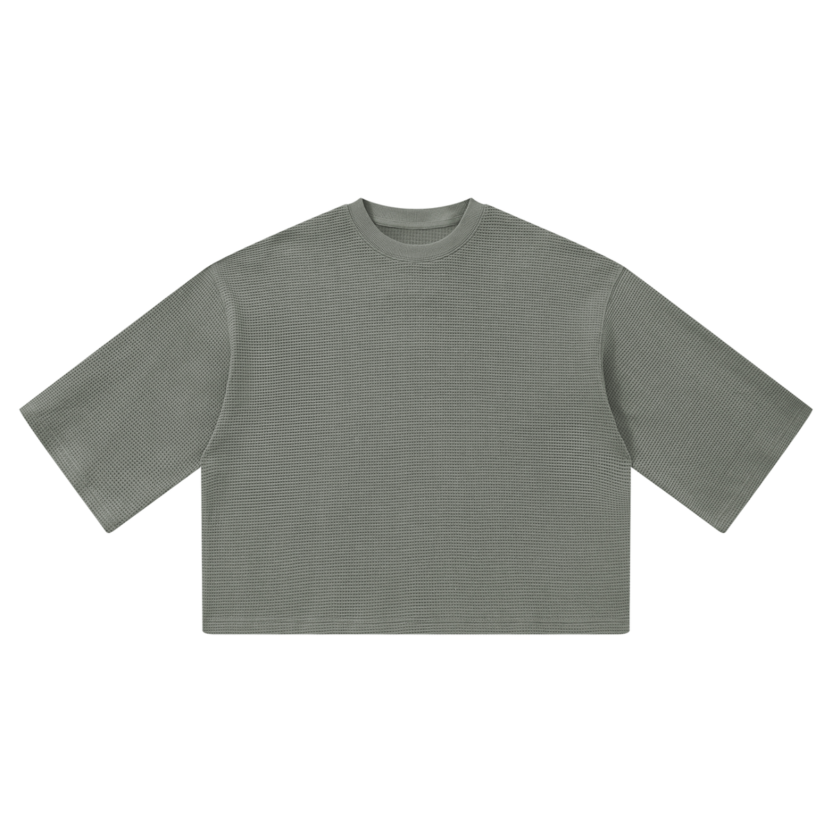 Off Script Waffle Boxy T-Shirt - Gray front view
