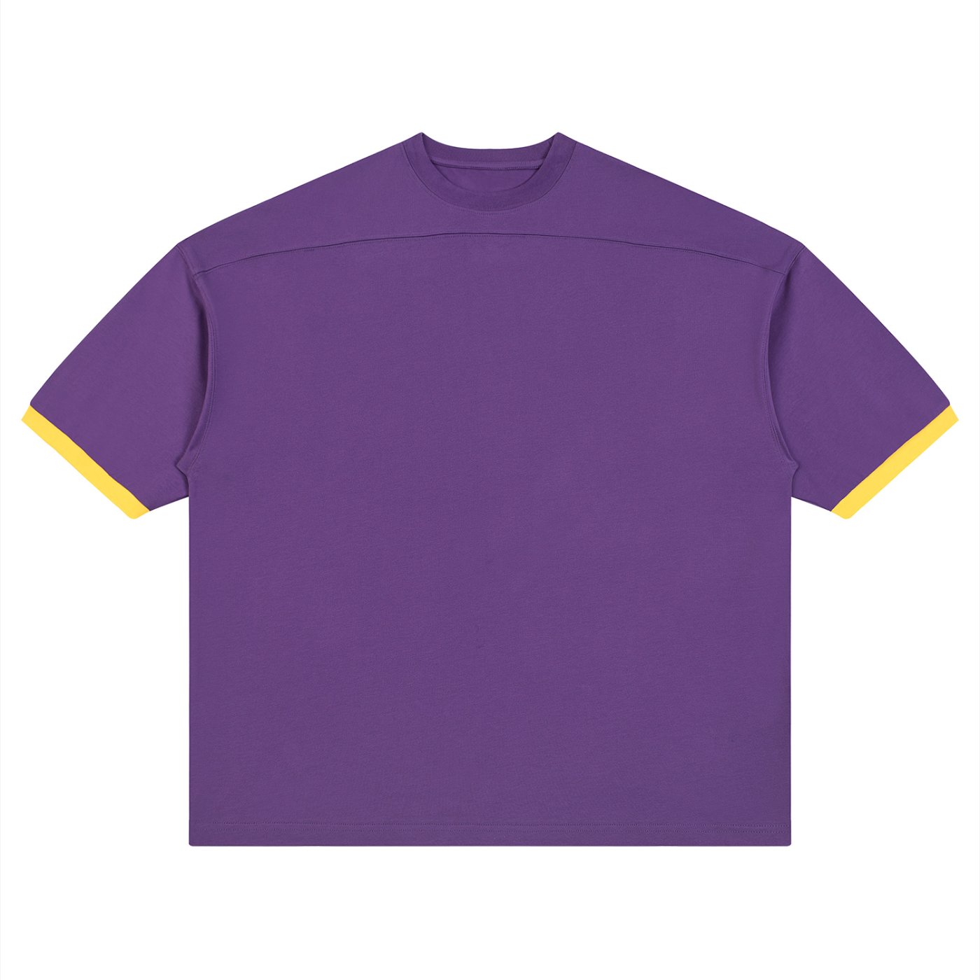 Unisex Colour Block Drop Shoulder T-Shirt in Purple — front view