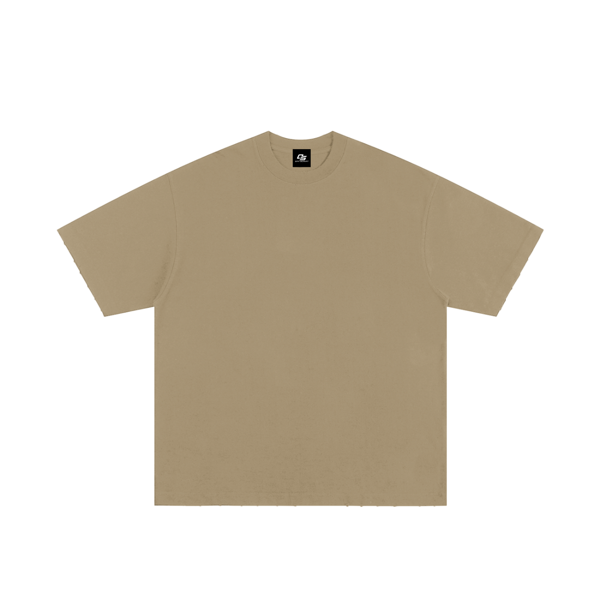 Unisex heavyweight hand-frayed T-shirt in Camel – front product view