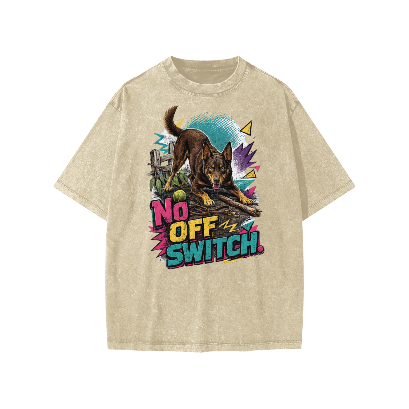No Off Switch snow-washed kids’ T-shirt in khaki