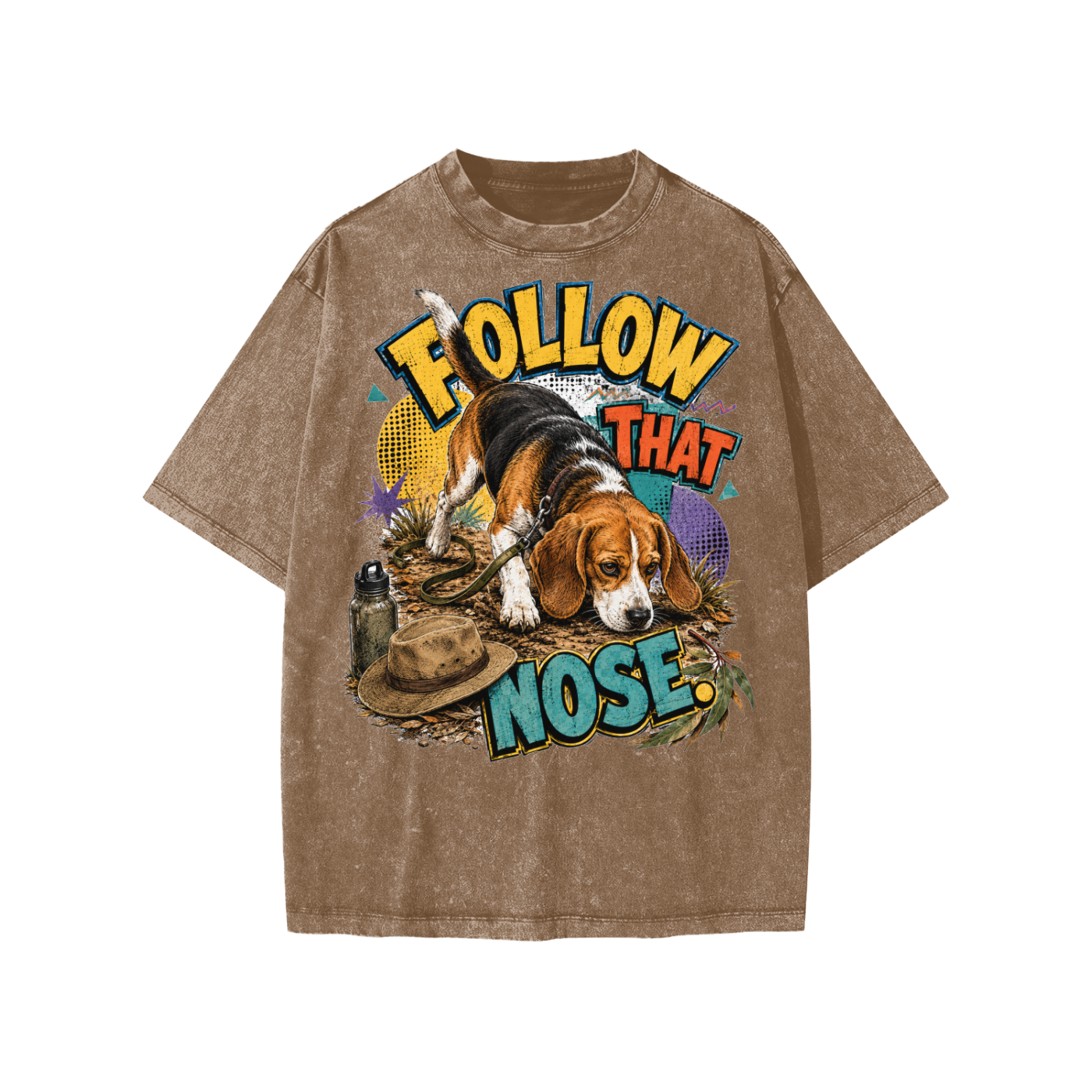 Follow That Nose snow-washed kids’ T-shirt in coffee