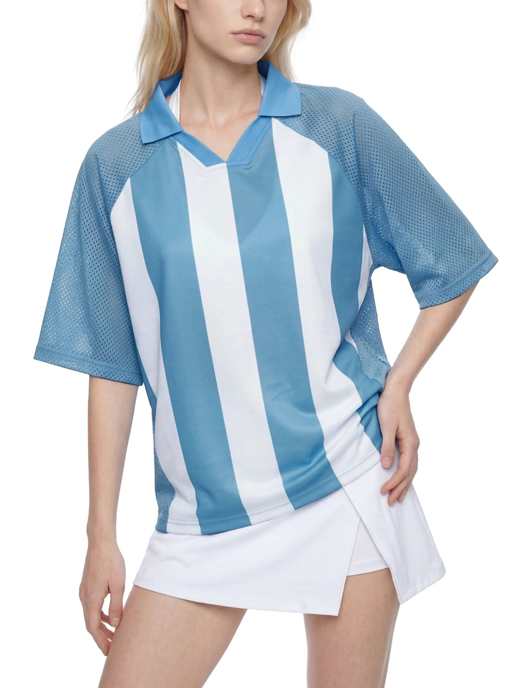 Unisex Striped Mesh Boxy Soccer Jersey