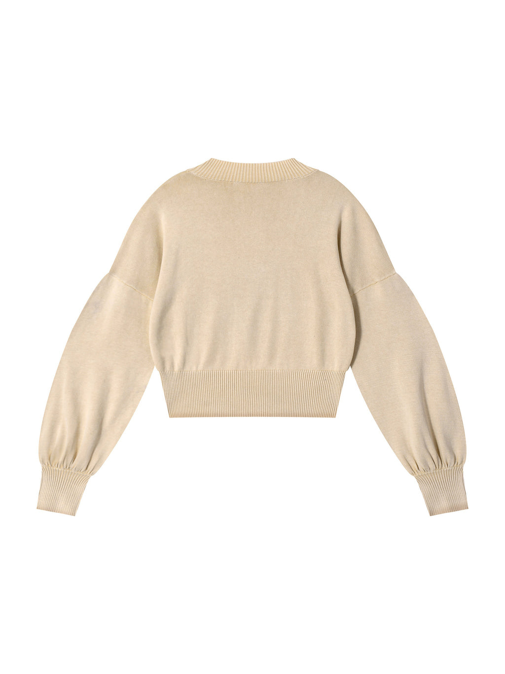 Mineral Wash Balloon Sleeve Cropped Sweater