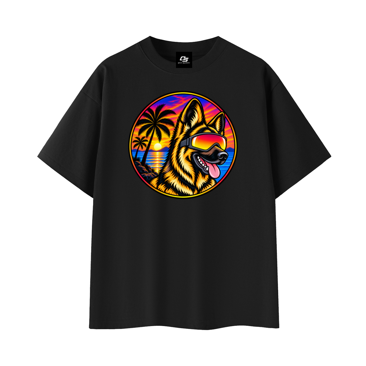 German Shepherd Sunset Graphic T-Shirt
