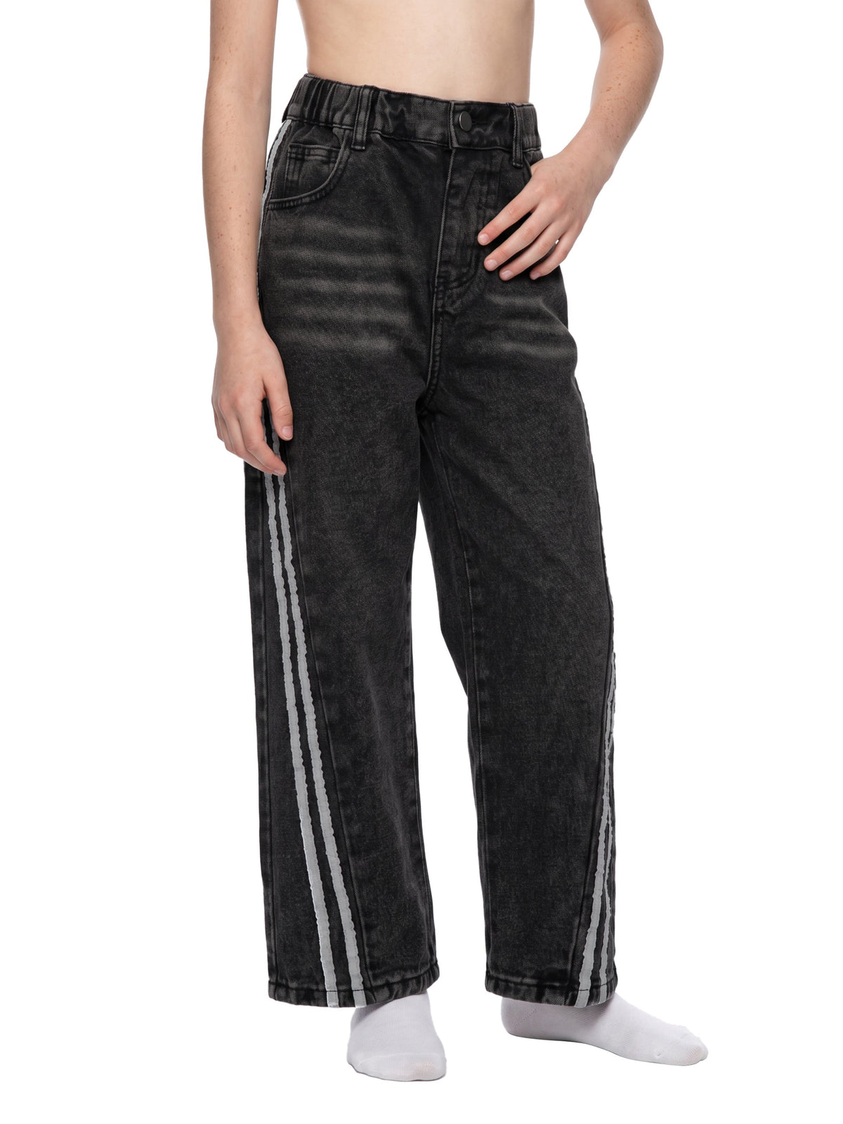 Kids' Vintage-Wash Side-Stripe Jeans