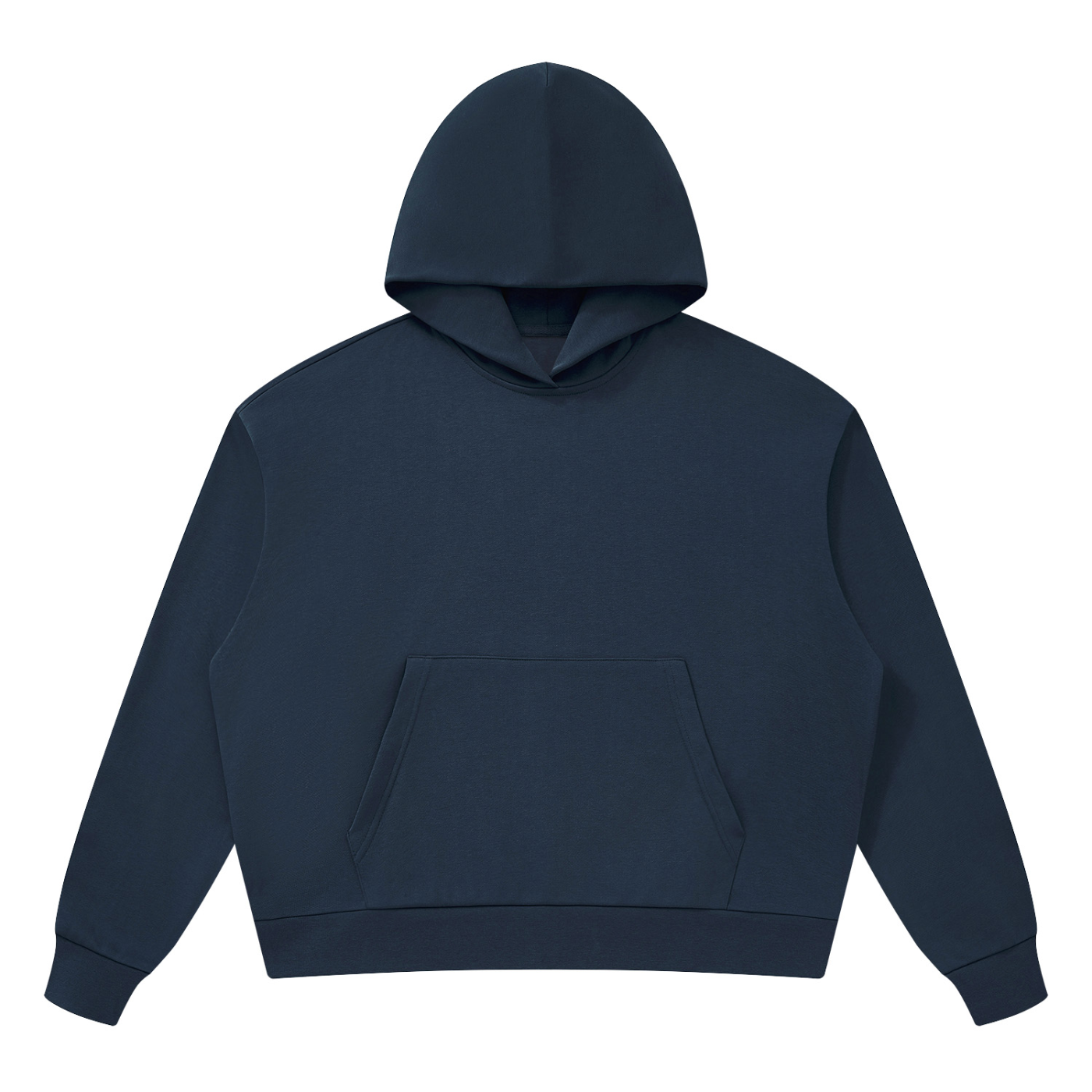 Unisex Drop Shoulder Hoodie in Navy Blue — front view