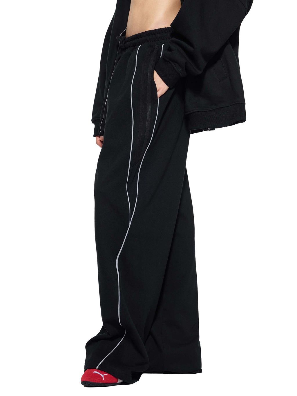 Reflective Stripe Straight-Leg Sweatpants