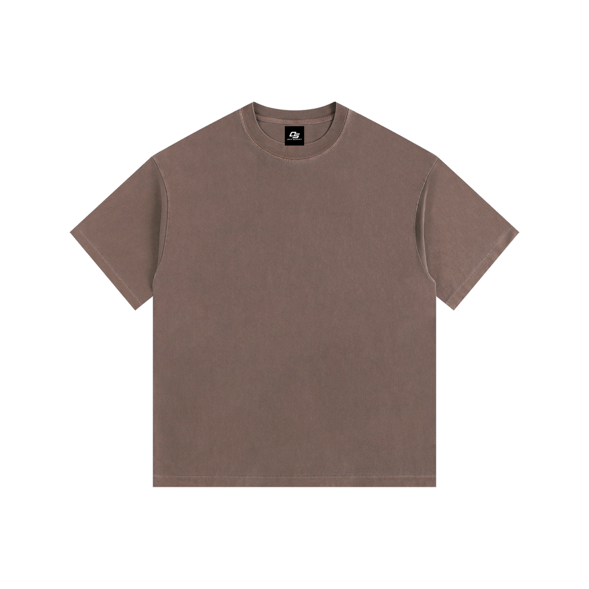 Coffee Unisex Vintage-Washed Oversized Cotton T-Shirt front view