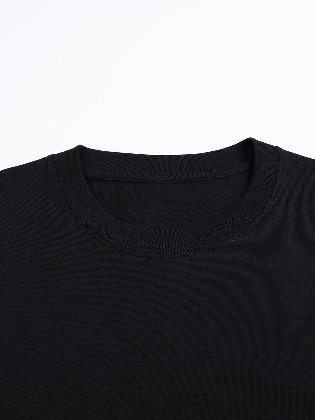 Off Script Drop Shoulder Cotton T-Shirt - Classic Black neckline detail