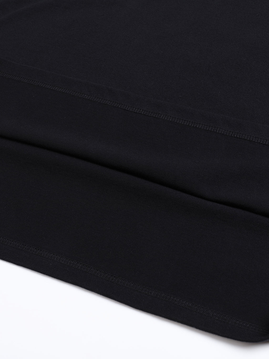 Off Script Drop Shoulder Cotton T-Shirt - Classic Black hem detail