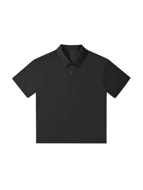 Black Drop Shoulder Short-Sleeve Polo front product view